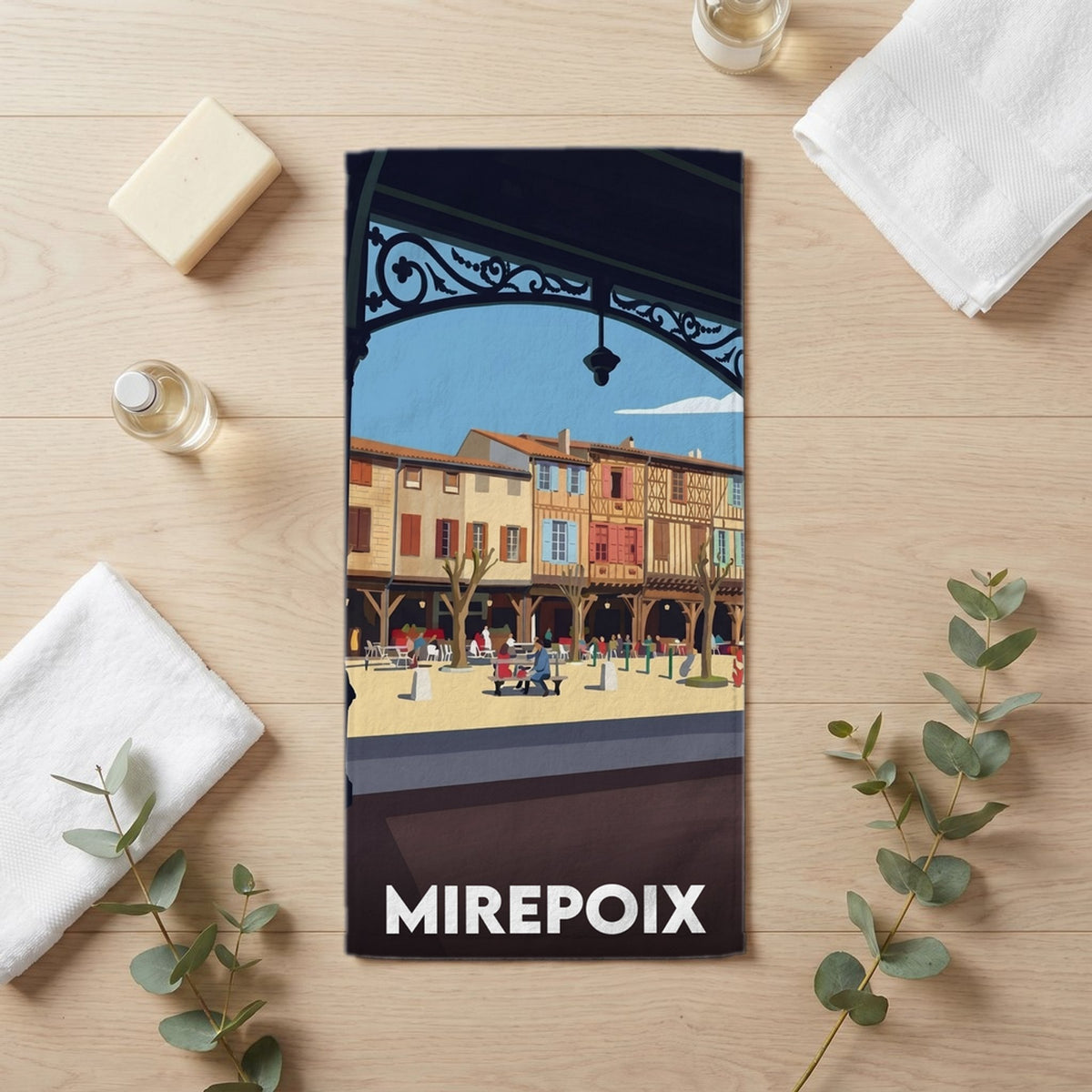 Serviette de bain 30 cm x 60 cm souvenir de Mirepoix