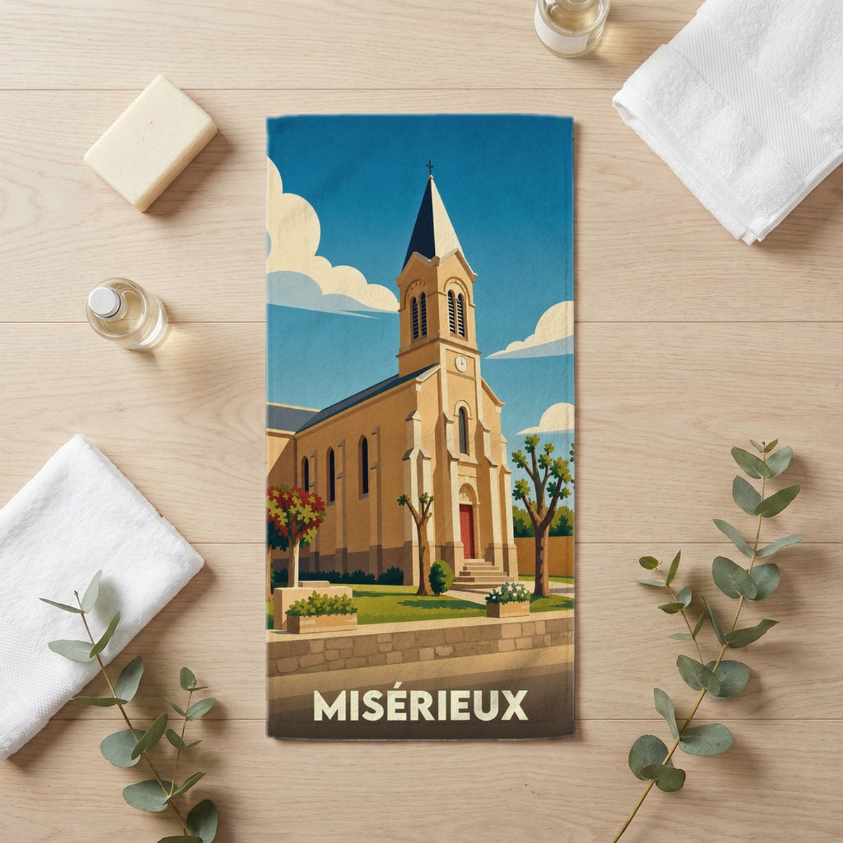 Serviette de bain 30 cm x 60 cm souvenir de Misérieux