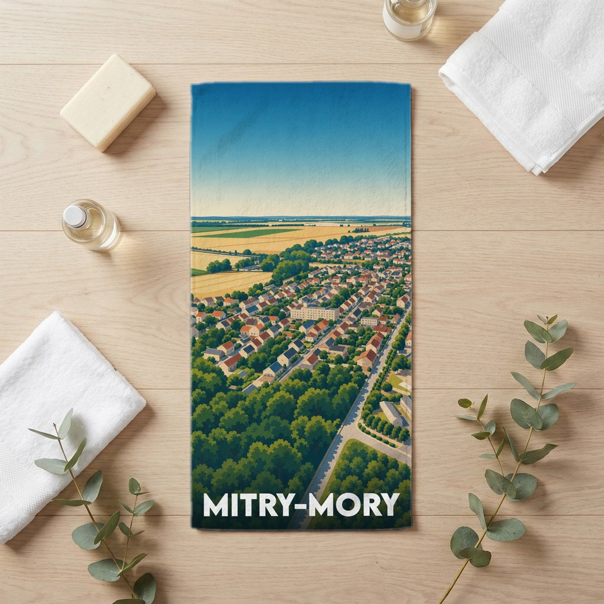 Serviette de bain 30 cm x 60 cm souvenir de Mitry-Mory
