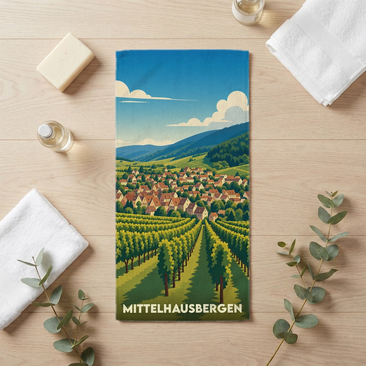 Serviette de bain 30 cm x 60 cm souvenir de Mittelhausbergen