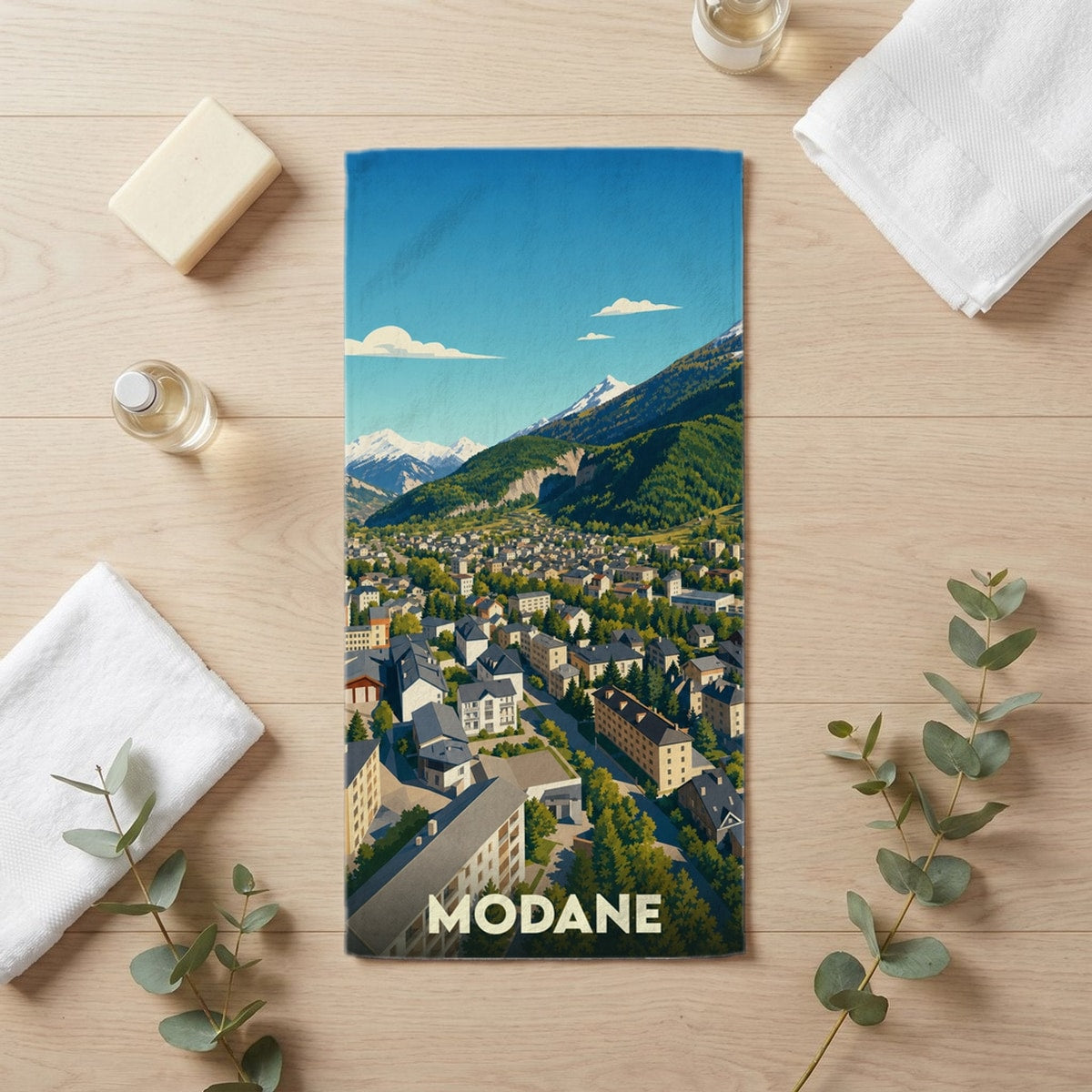 Serviette de bain 30 cm x 60 cm souvenir de Modane