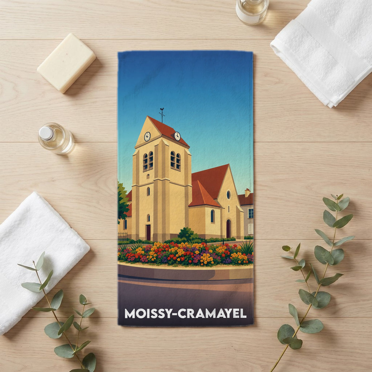 Serviette de bain 30 cm x 60 cm souvenir de Moissy-Cramayel