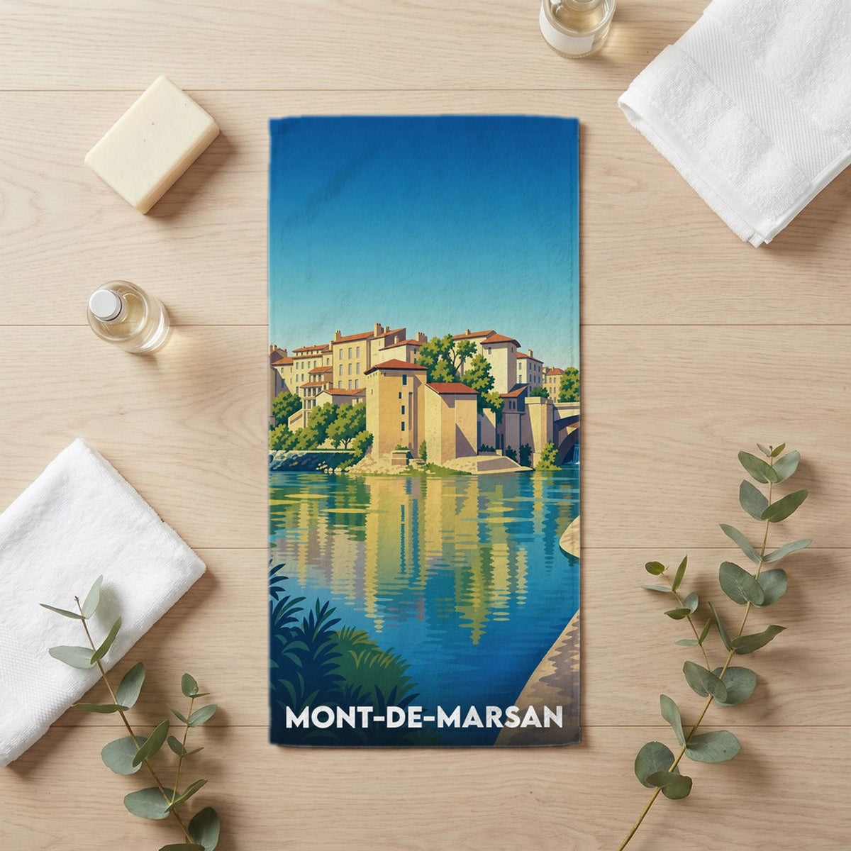 Serviette de bain 30 cm x 60 cm souvenir de Mont-de-Marsan