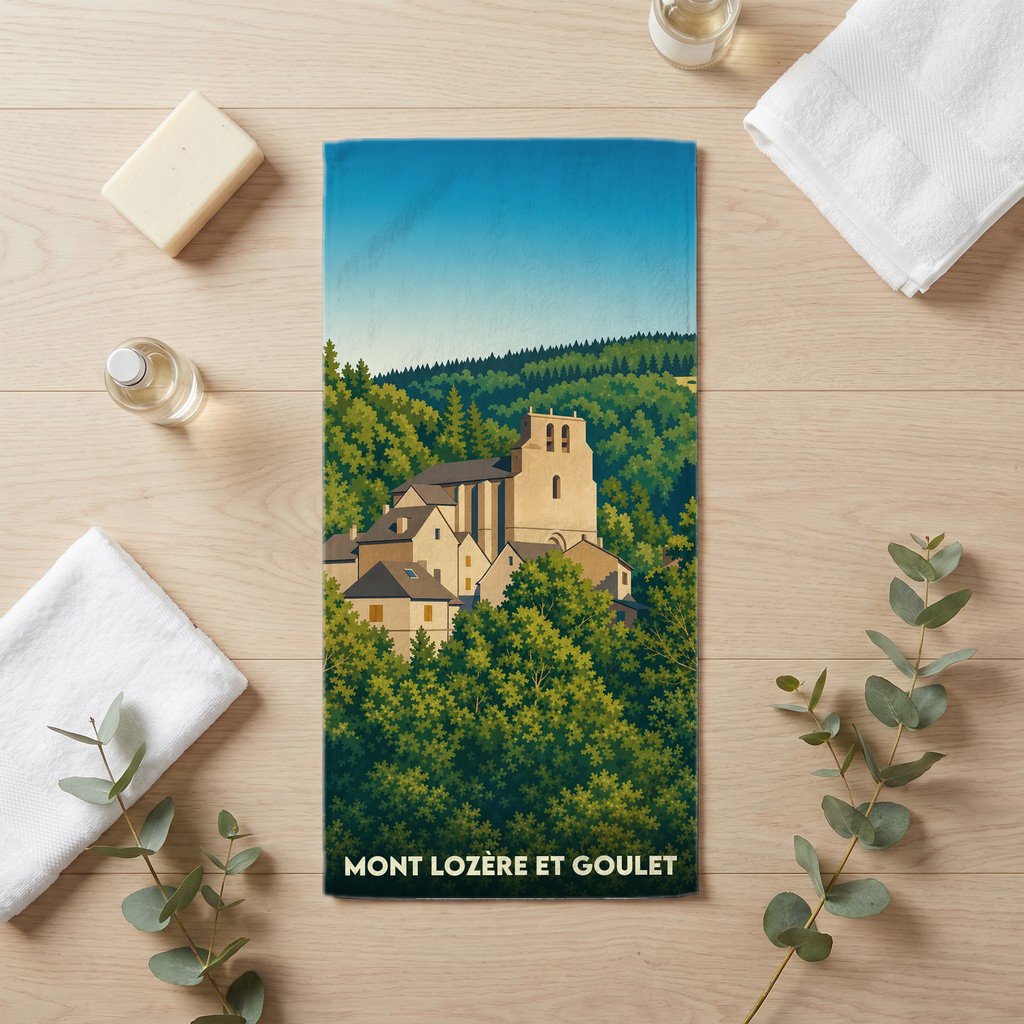 Serviette de bain 30 cm x 60 cm souvenir de Mont Lozère et Goulet