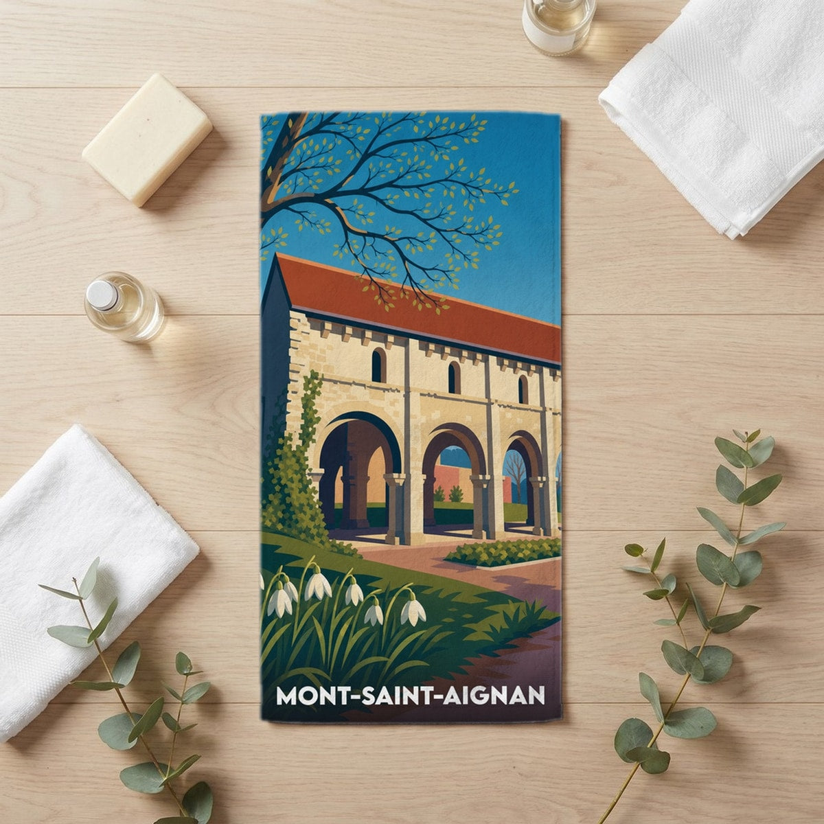 Serviette de bain 30 cm x 60 cm souvenir de Mont-Saint-Aignan