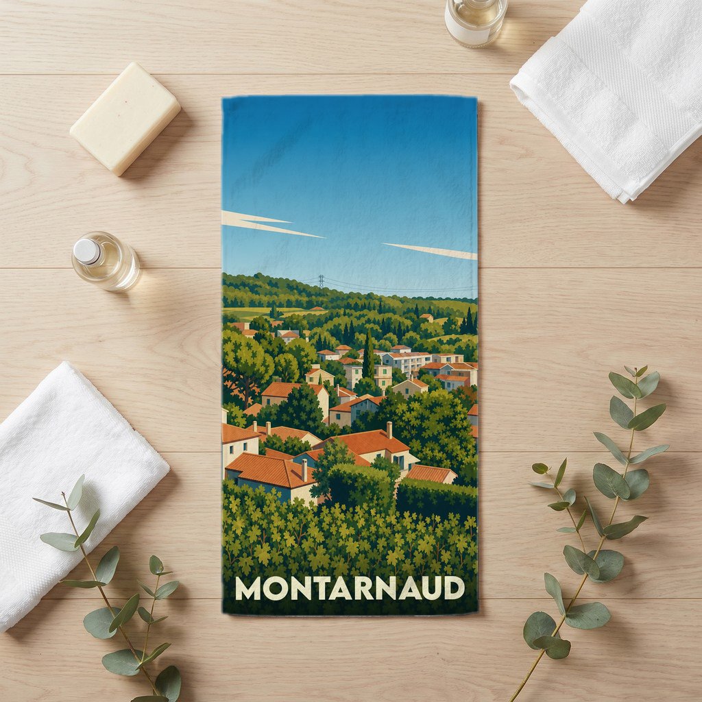Serviette de bain 30 cm x 60 cm souvenir de Montarnaud