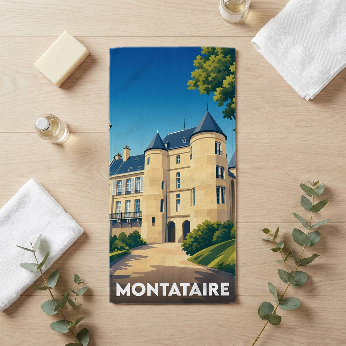 Serviette de bain 30 cm x 60 cm souvenir de Montataire