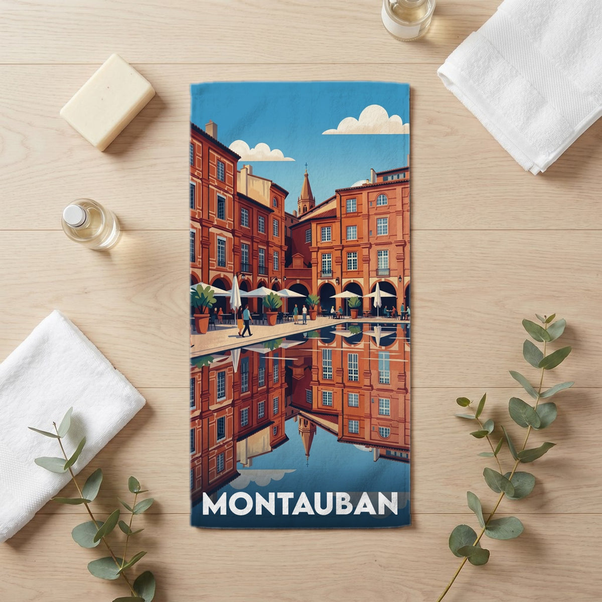 Serviette de bain 30 cm x 60 cm souvenir de Montauban