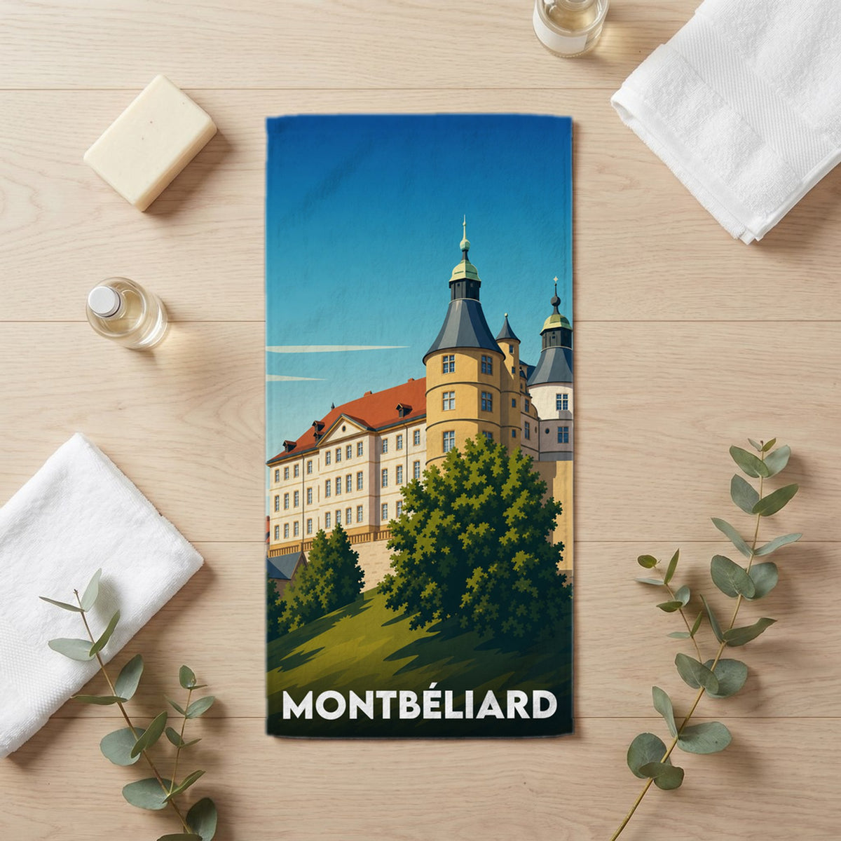 Serviette de bain 30 cm x 60 cm souvenir de Montbéliard