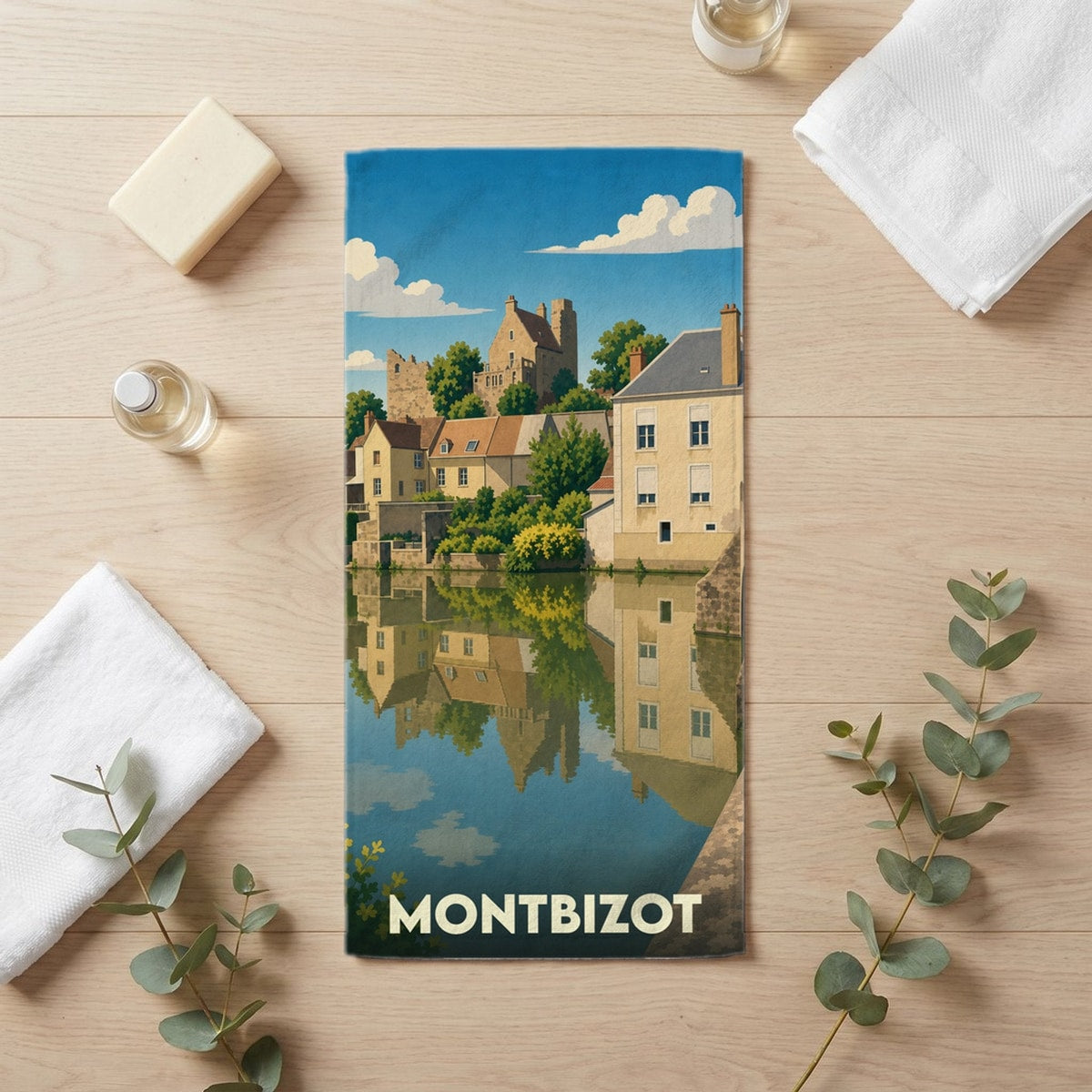 Serviette de bain 30 cm x 60 cm souvenir de Montbizot