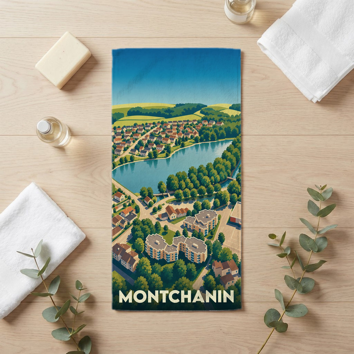 Serviette de bain 30 cm x 60 cm souvenir de Montchanin