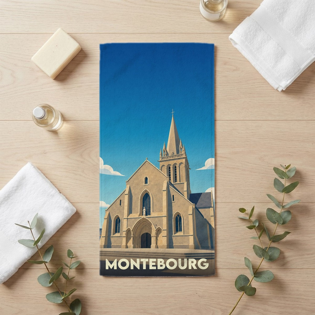 Serviette de bain 30 cm x 60 cm souvenir de Montebourg