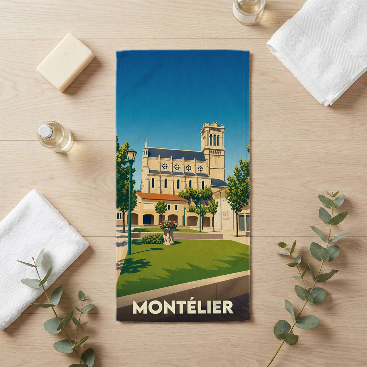 Serviette de bain 30 cm x 60 cm souvenir de Montélier