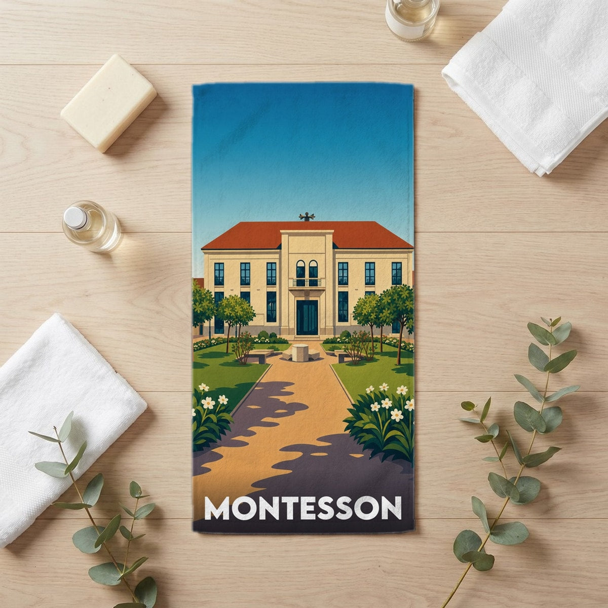 Serviette de bain 30 cm x 60 cm souvenir de Montesson