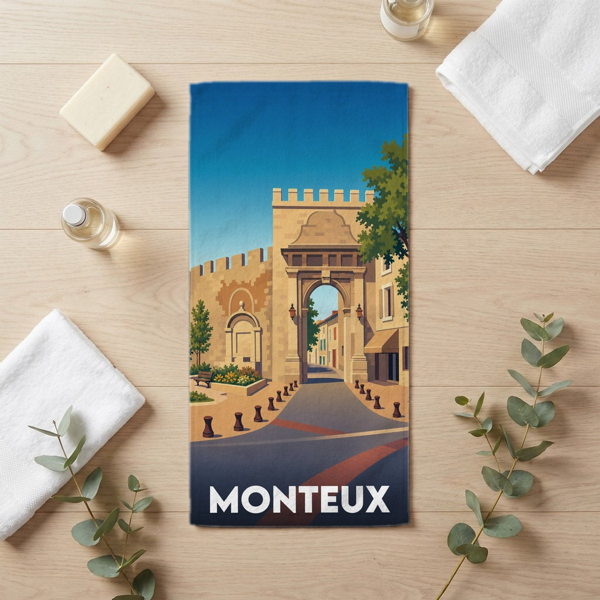 Serviette de bain 30 cm x 60 cm souvenir de Monteux