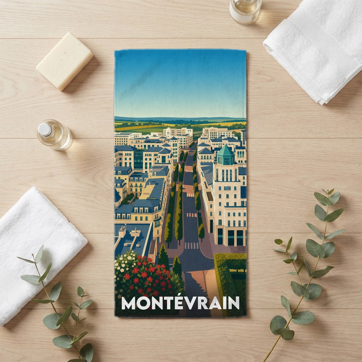 Serviette de bain 30 cm x 60 cm souvenir de Montévrain