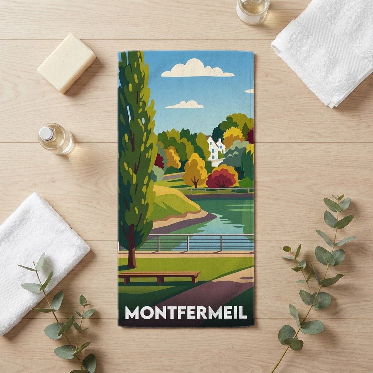 Serviette de bain 30 cm x 60 cm souvenir de Montfermeil