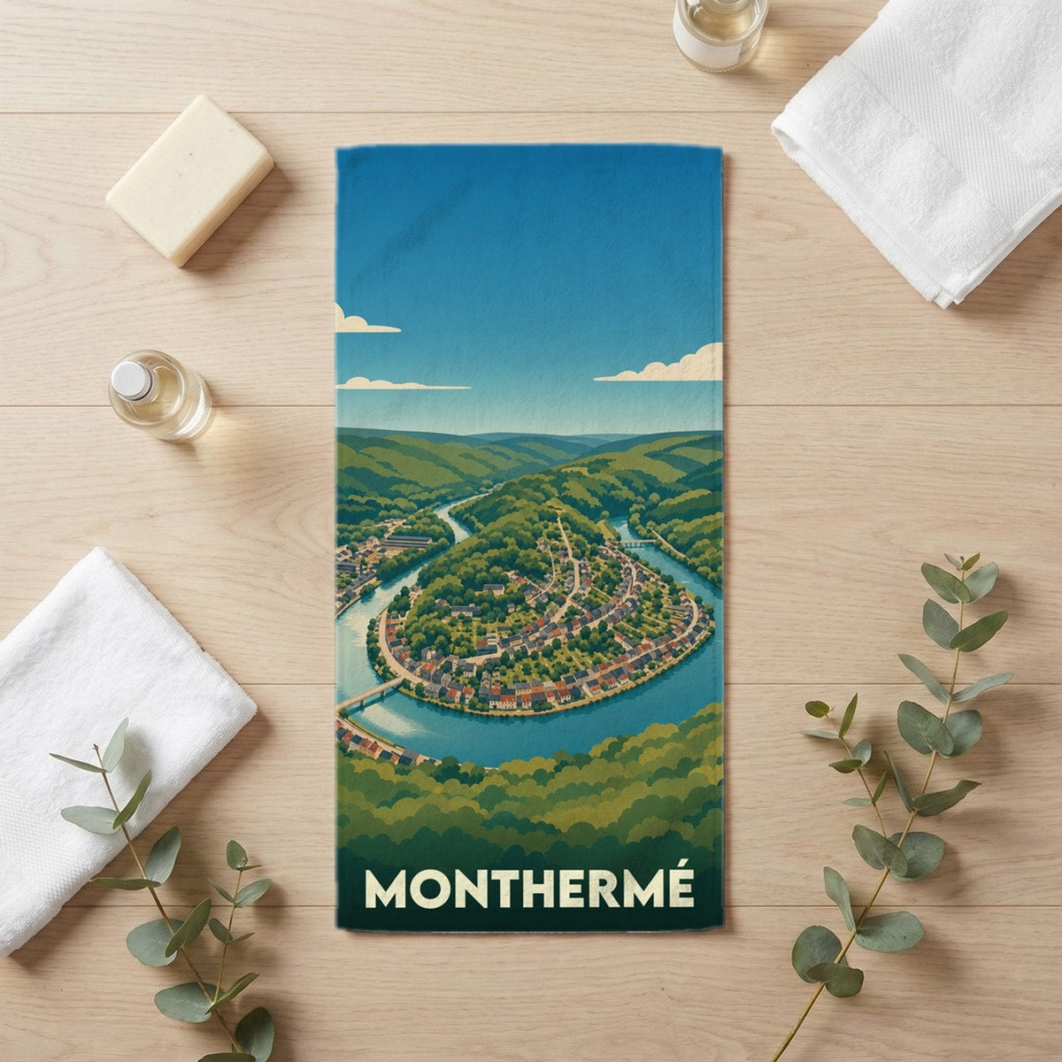 Serviette de bain 30 cm x 60 cm souvenir de Monthermé