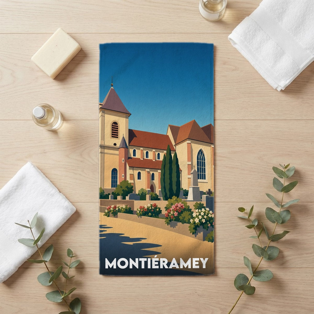 Serviette de bain 30 cm x 60 cm souvenir de Montiéramey
