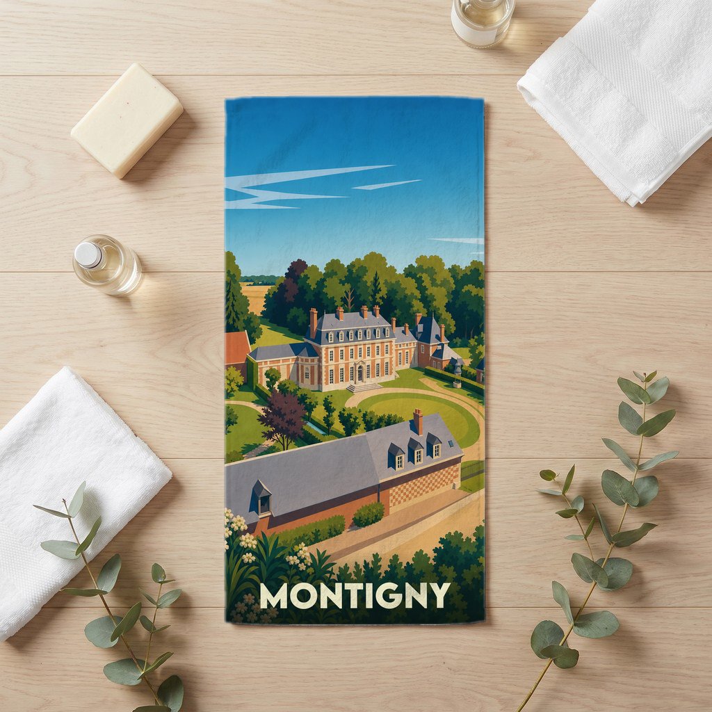 Serviette de bain 30 cm x 60 cm souvenir de Montigny