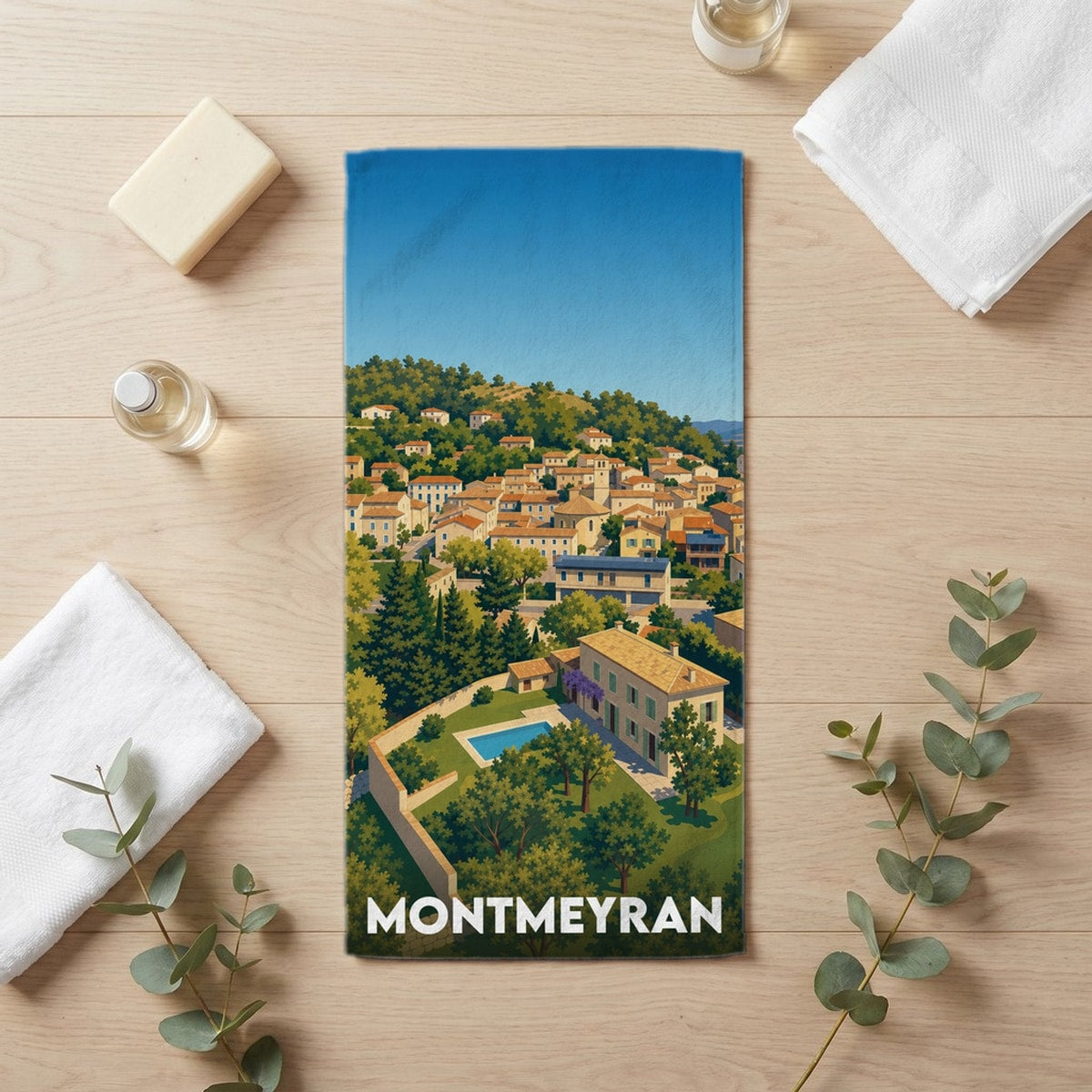 Serviette de bain 30 cm x 60 cm souvenir de Montmeyran