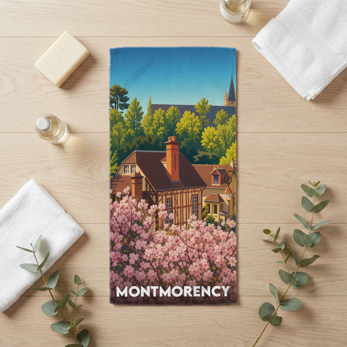 Serviette de bain 30 cm x 60 cm souvenir de Montmorency