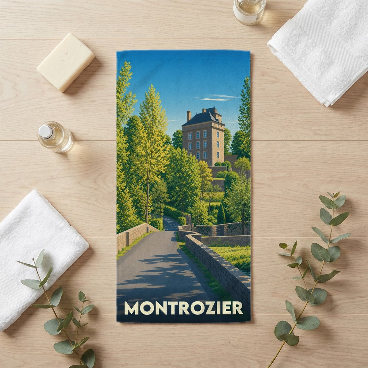 Serviette de bain 30 cm x 60 cm souvenir de Montrozier