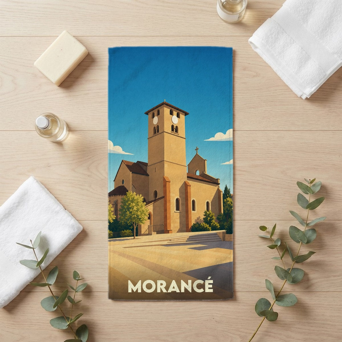 Serviette de bain 30 cm x 60 cm souvenir de Morancé