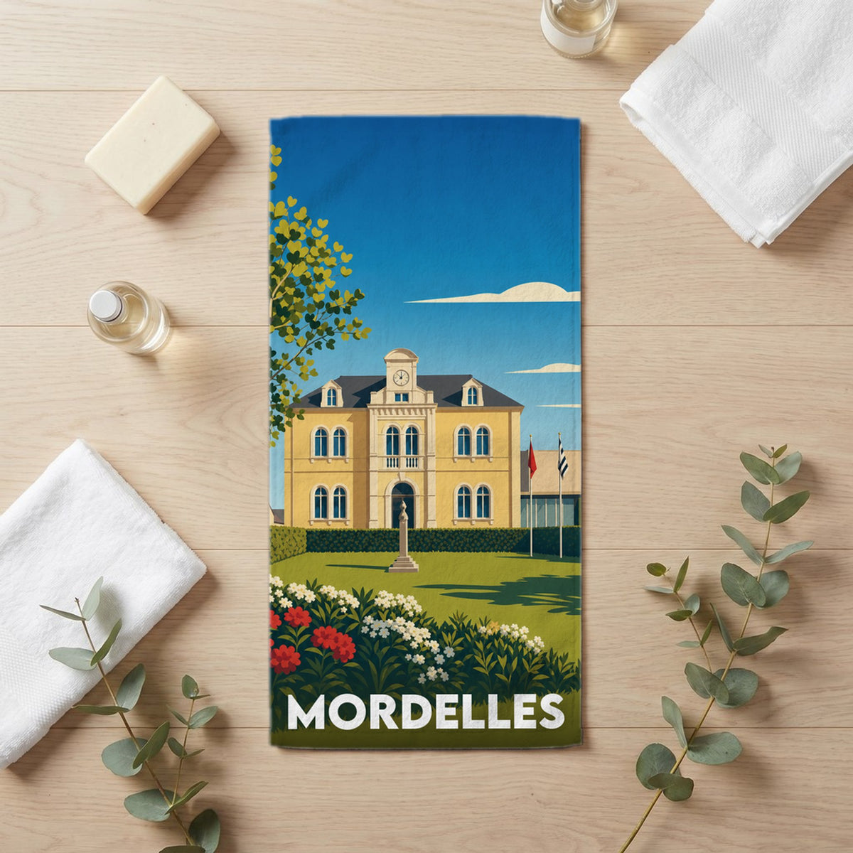 Serviette de bain 30 cm x 60 cm souvenir de Mordelles