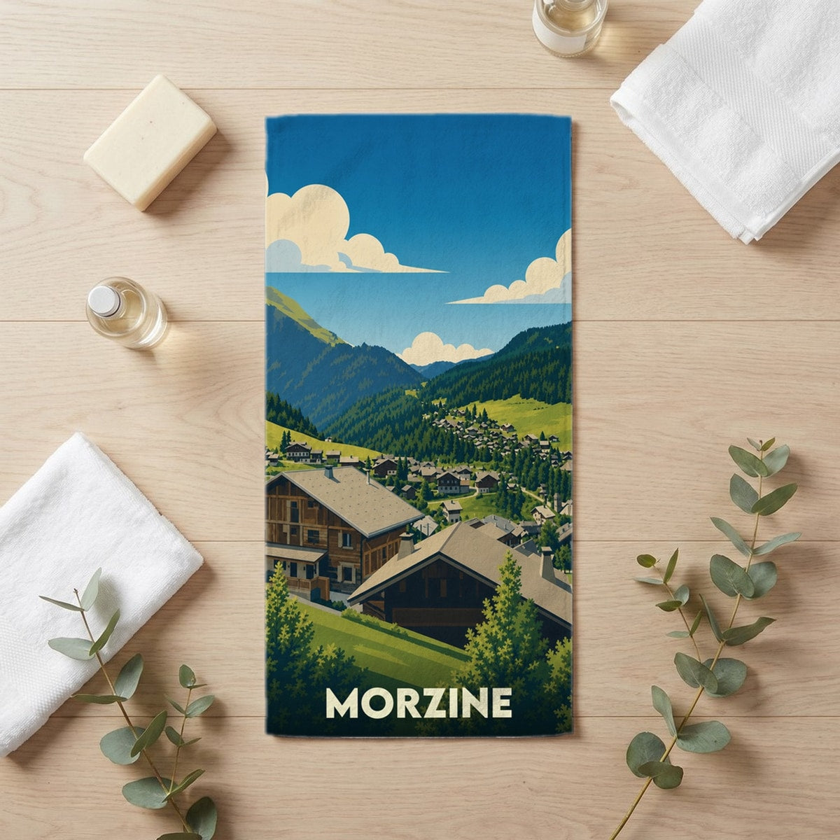 Serviette de bain 30 cm x 60 cm souvenir de Morzine