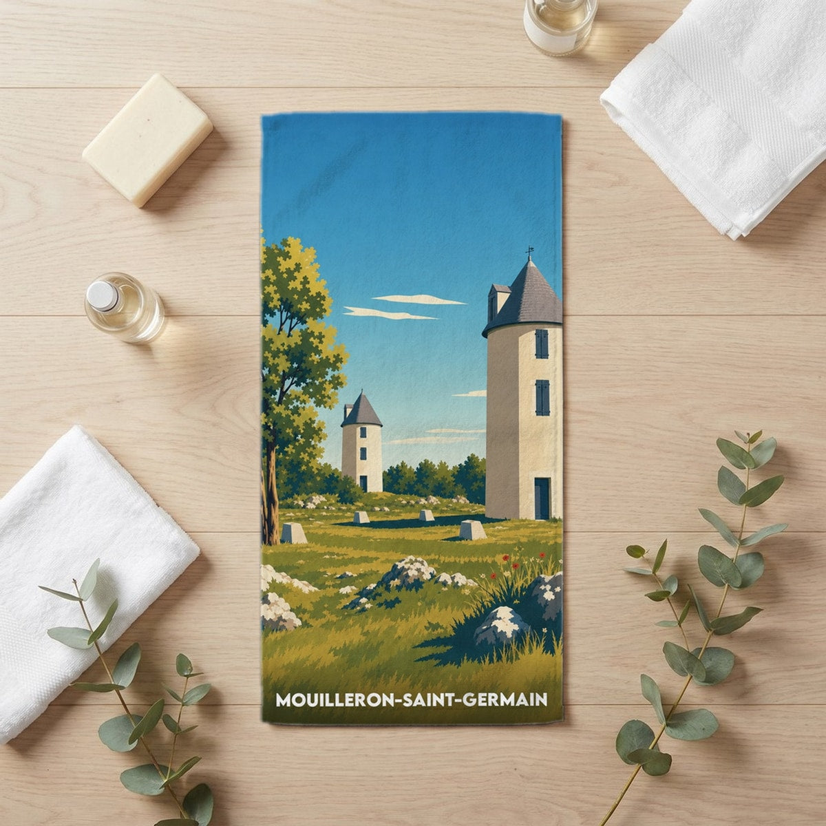 Serviette de bain 30 cm x 60 cm souvenir de Mouilleron-Saint-Germain