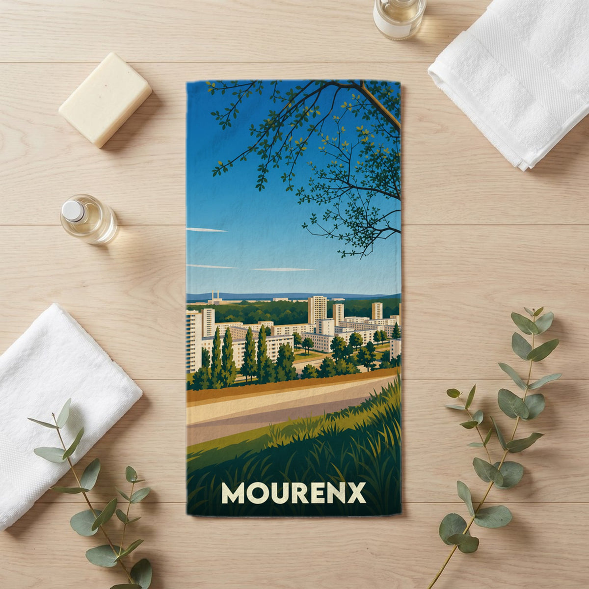 Serviette de bain 30 cm x 60 cm souvenir de Mourenx