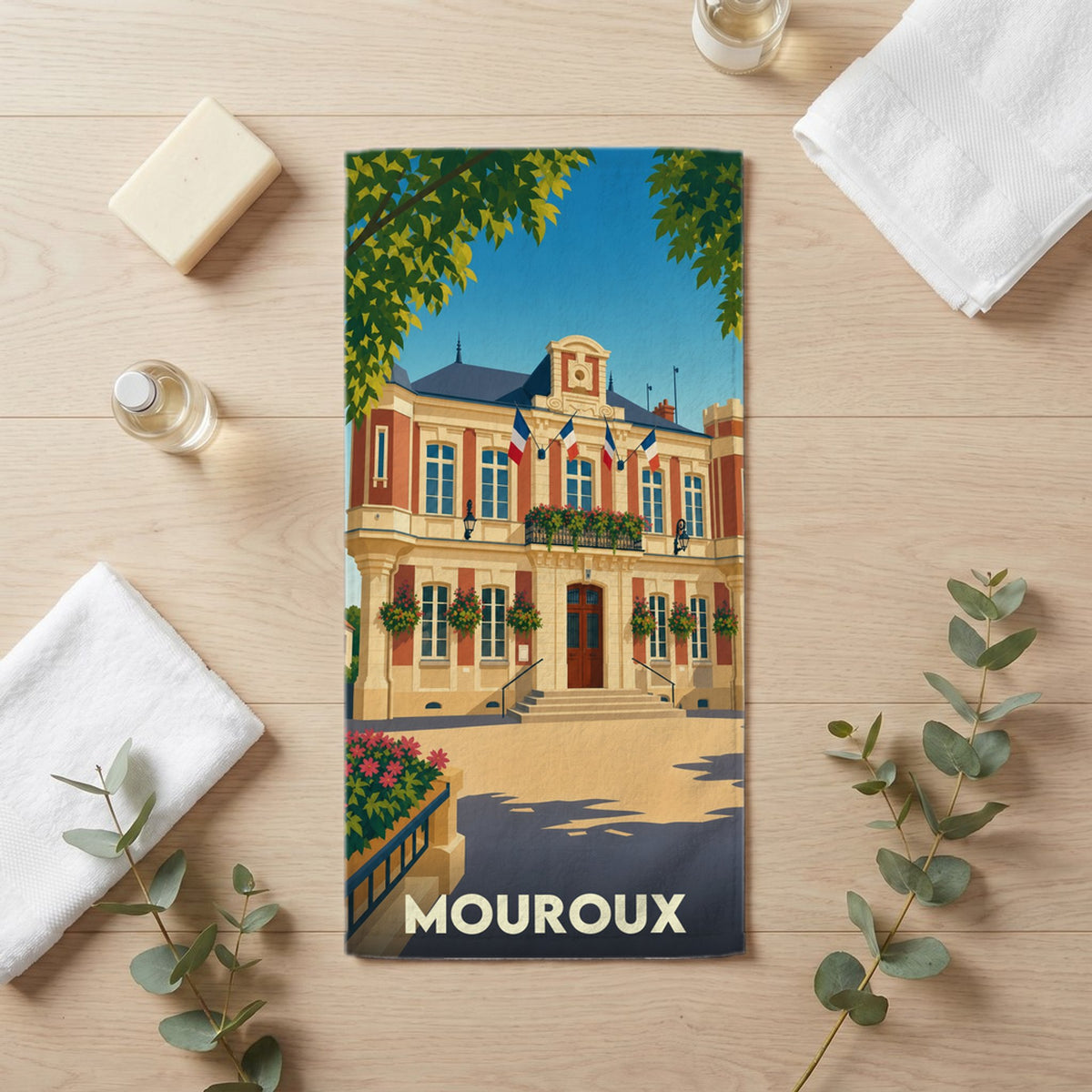 Serviette de bain 30 cm x 60 cm souvenir de Mouroux