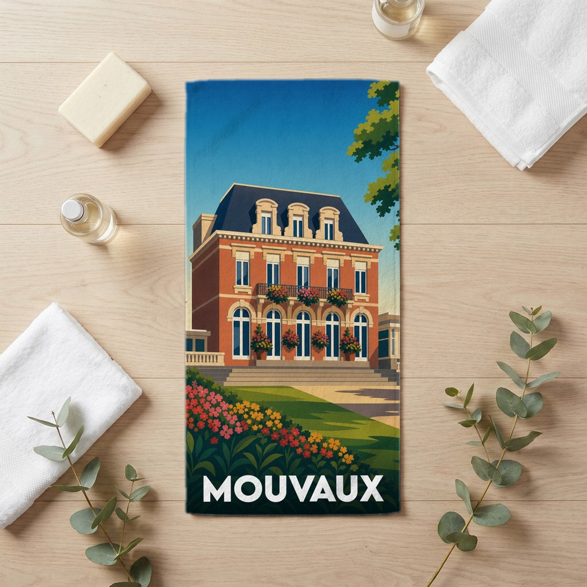 Serviette de bain 30 cm x 60 cm souvenir de Mouvaux