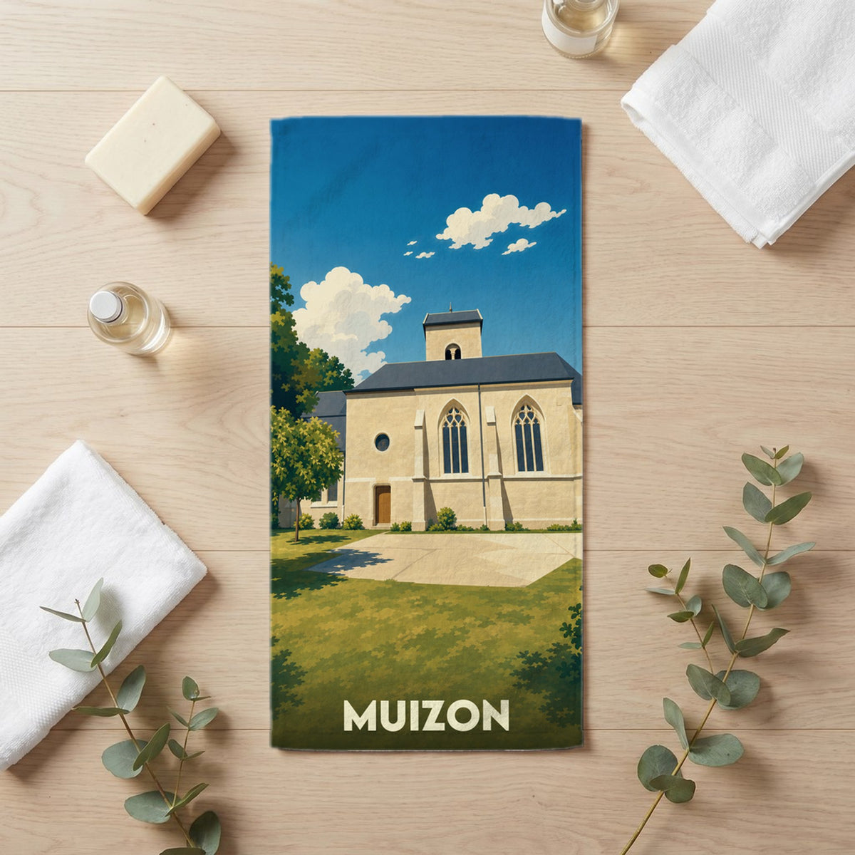 Serviette de bain 30 cm x 60 cm souvenir de Muizon