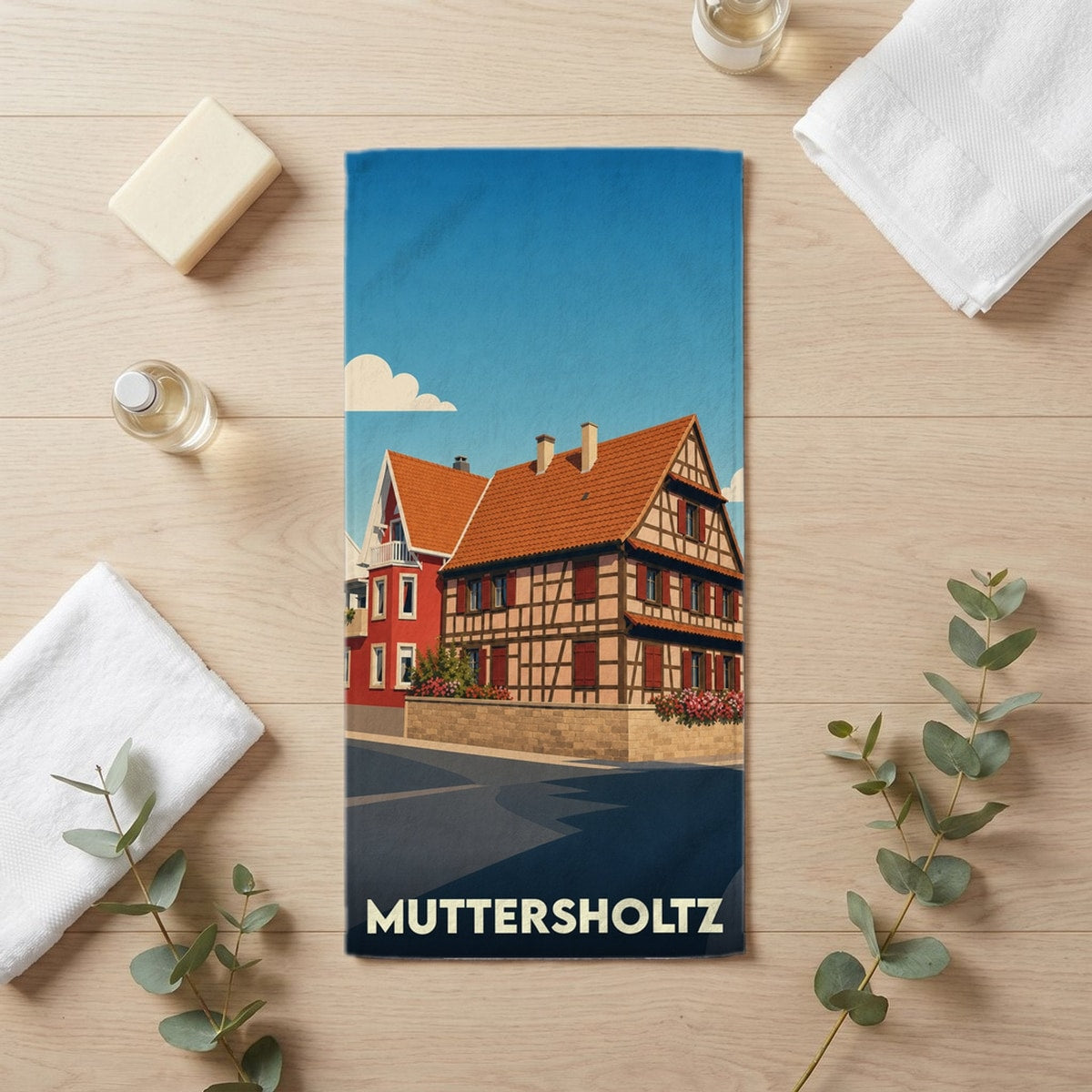 Serviette de bain 30 cm x 60 cm souvenir de Muttersholtz