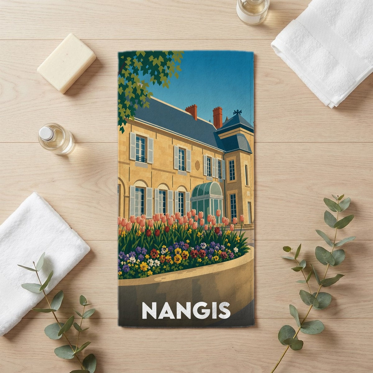 Serviette de bain 30 cm x 60 cm souvenir de Nangis