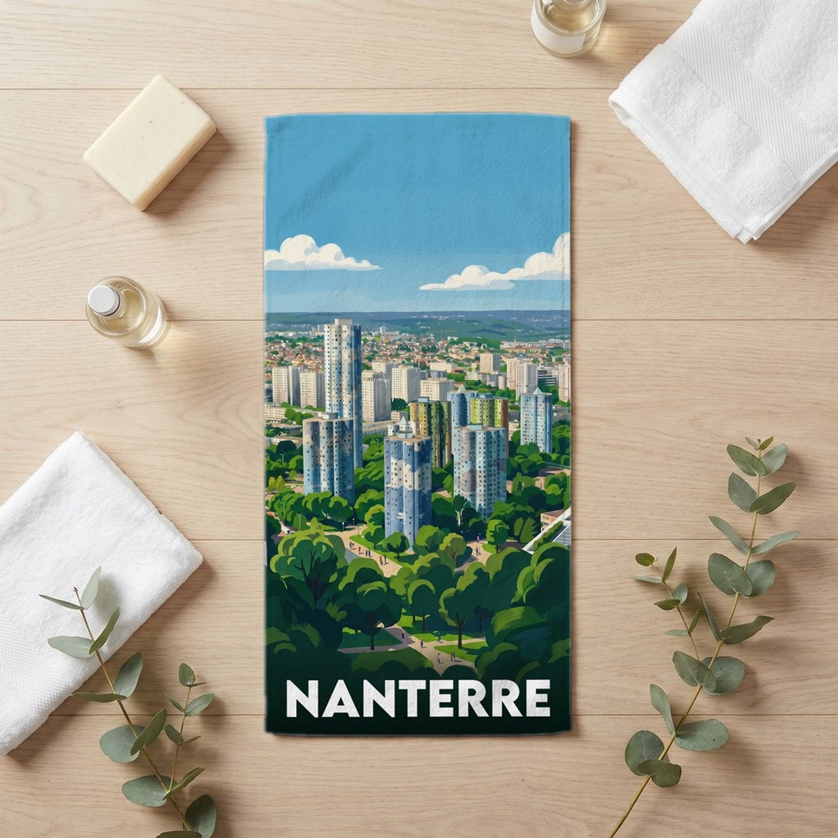 Serviette de bain 30 cm x 60 cm souvenir de Nanterre