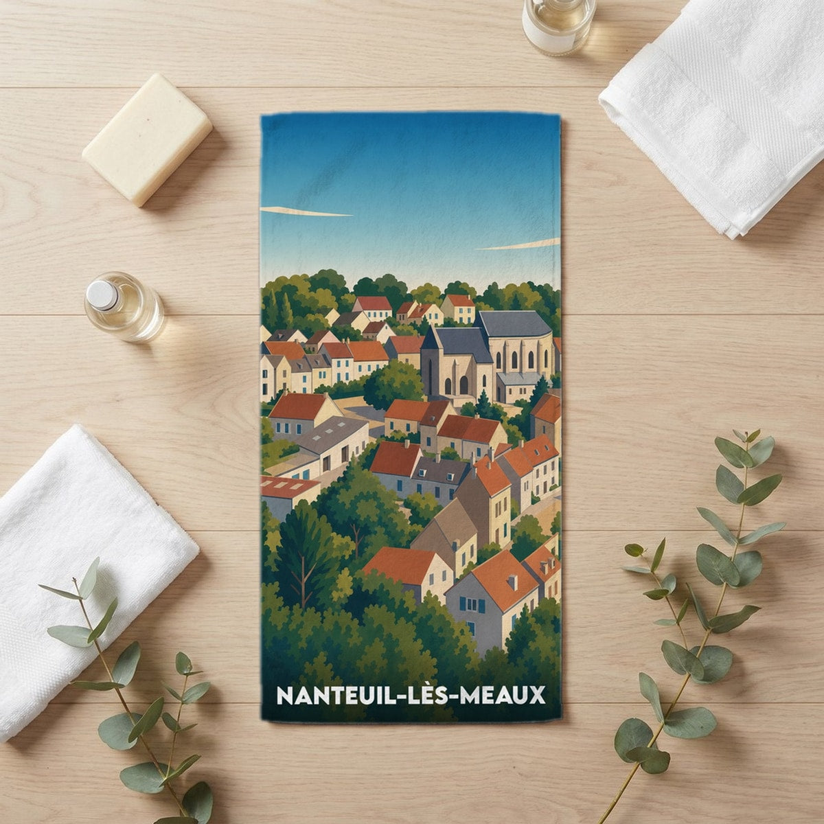 Serviette de bain 30 cm x 60 cm souvenir de Nanteuil-lès-Meaux