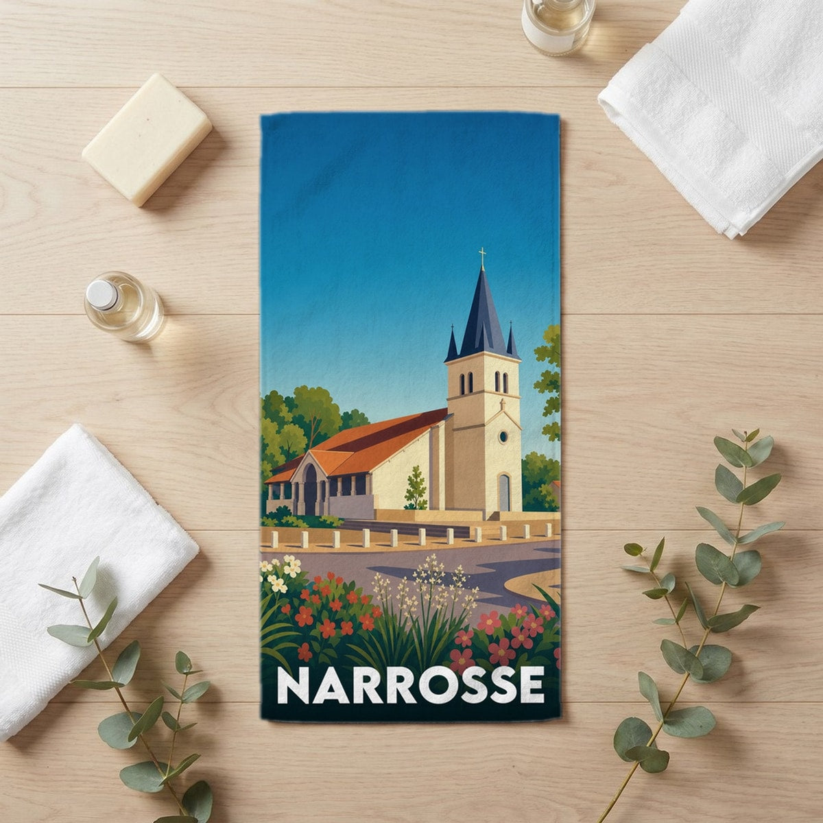 Serviette de bain 30 cm x 60 cm souvenir de Narrosse