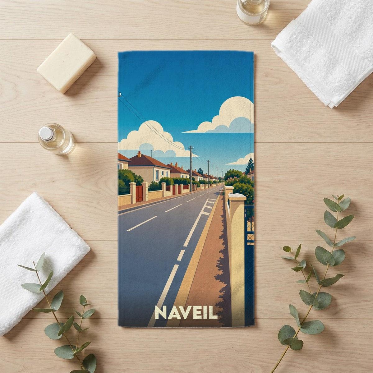 Serviette de bain 30 cm x 60 cm souvenir de Naveil