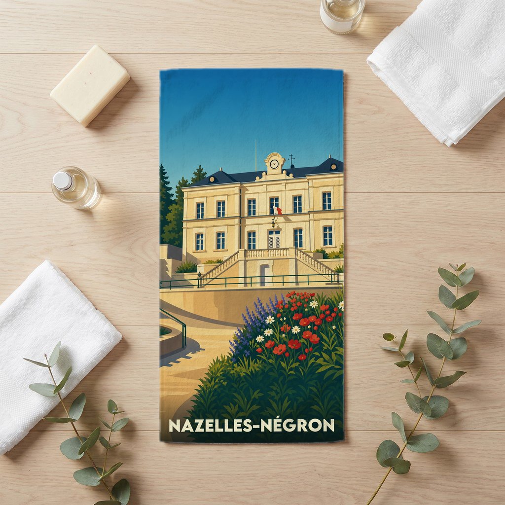 Serviette de bain 30 cm x 60 cm souvenir de Nazelles-Négron