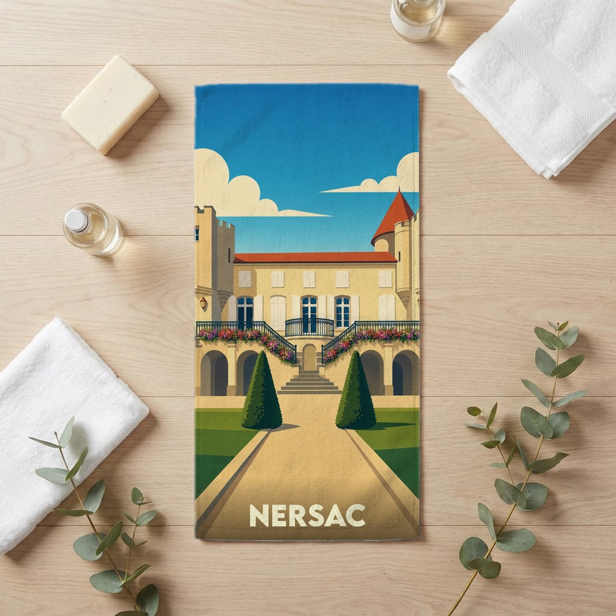 Serviette de bain 30 cm x 60 cm souvenir de Nersac