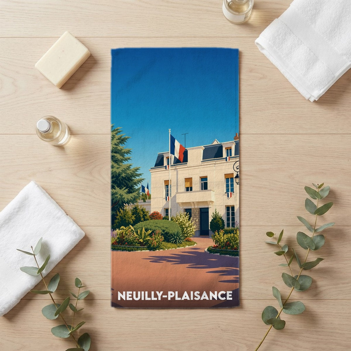Serviette de bain 30 cm x 60 cm souvenir de Neuilly-Plaisance