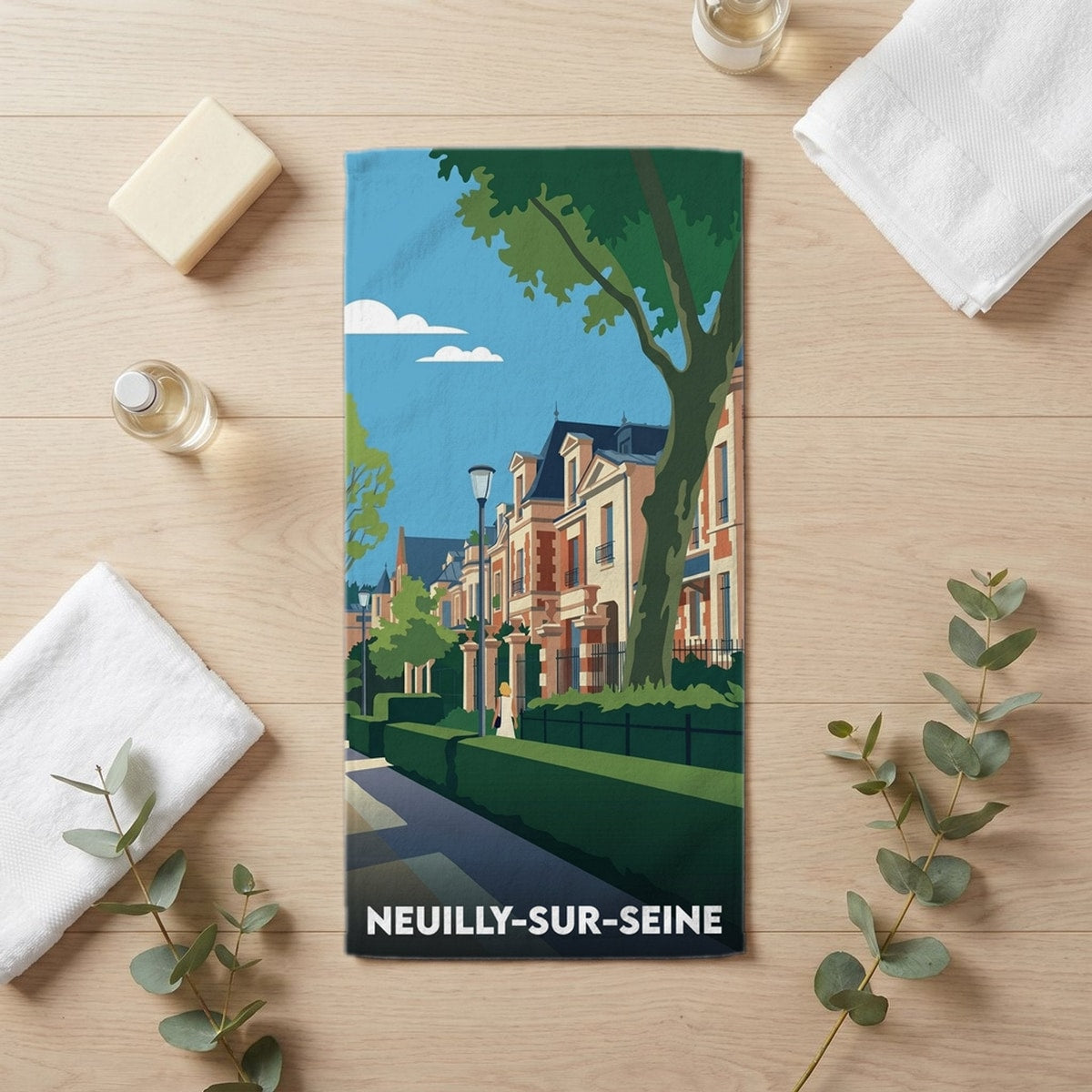 Serviette de bain 30 cm x 60 cm souvenir de Neuilly-sur-Seine