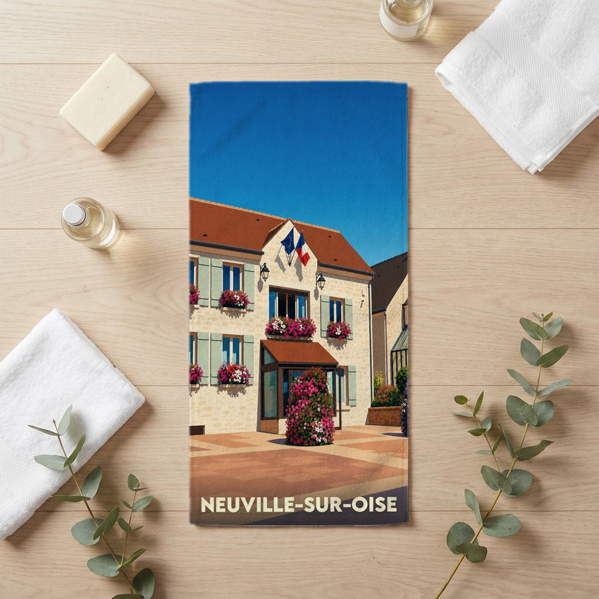 Serviette de bain 30 cm x 60 cm souvenir de Neuville-sur-Oise