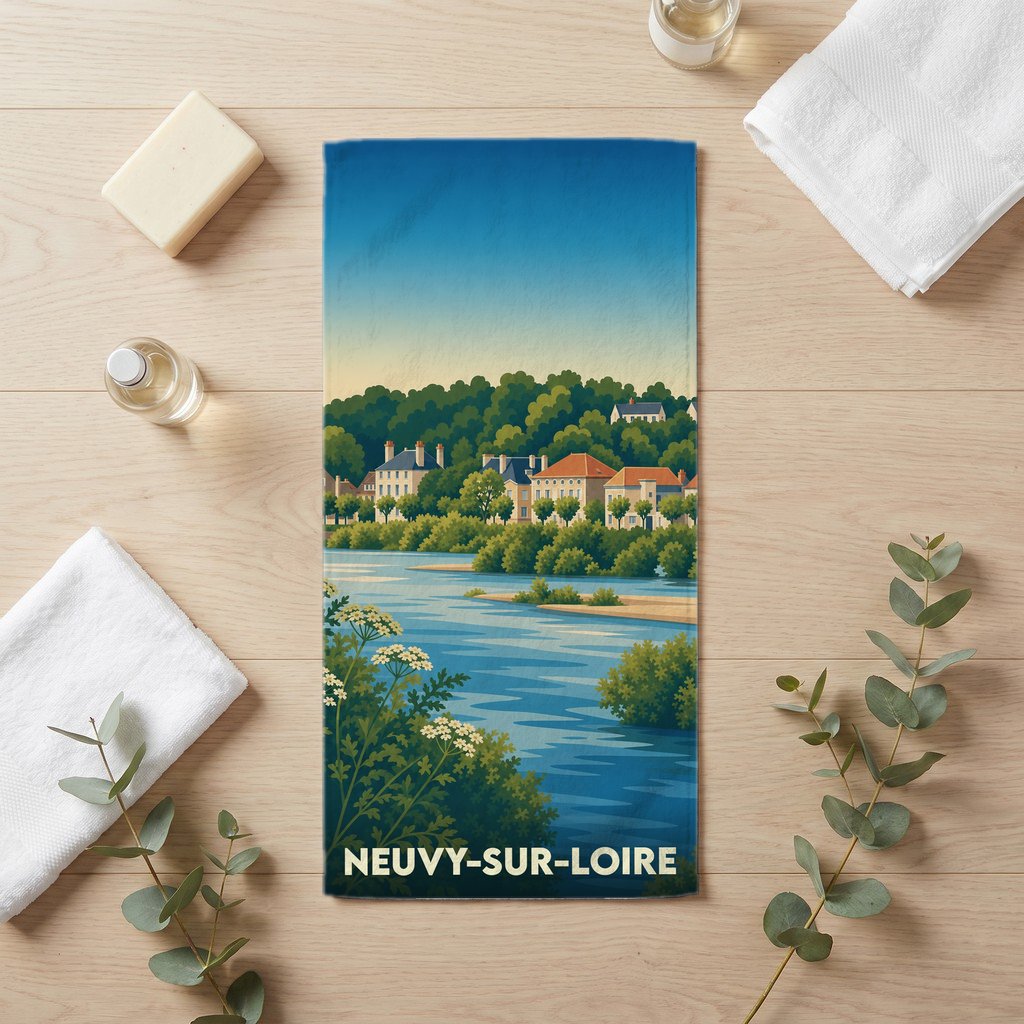 Serviette de bain 30 cm x 60 cm souvenir de Neuvy-sur-Loire