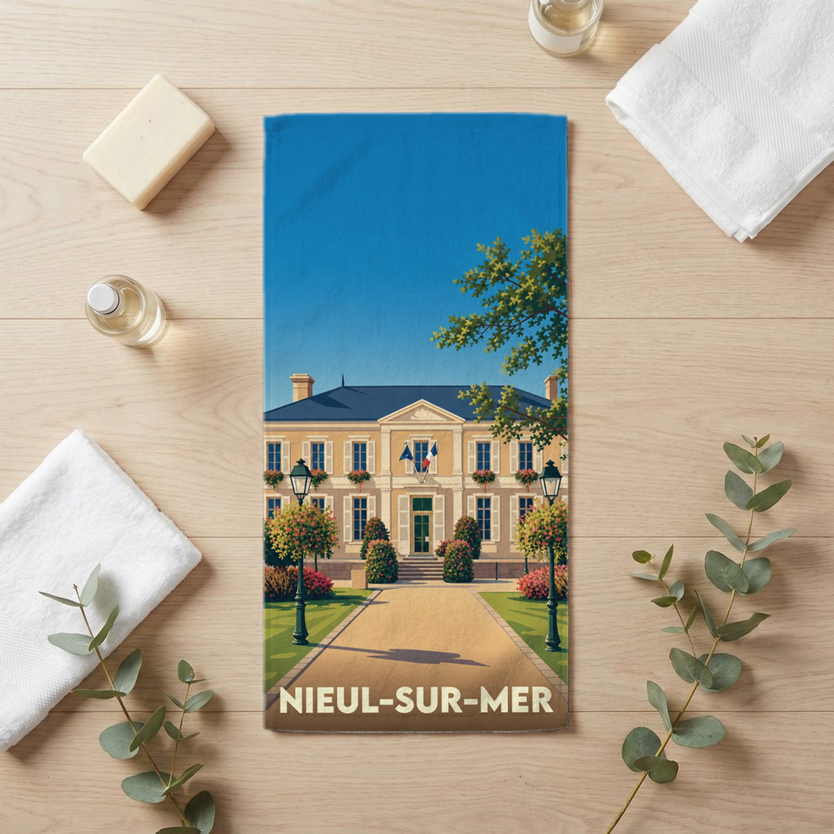 Serviette de bain 30 cm x 60 cm souvenir de Nieul-sur-Mer