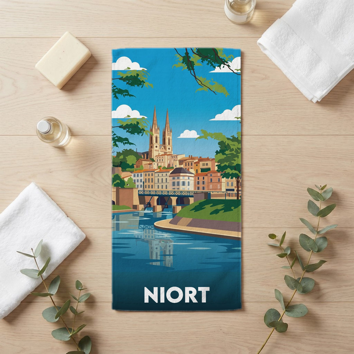 Serviette de bain 30 cm x 60 cm souvenir de Niort