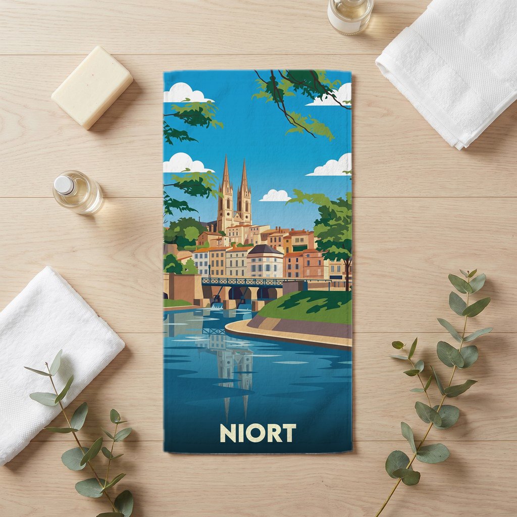 Serviette de bain 30 cm x 60 cm souvenir de Niort